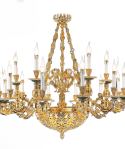 Đèn chùm đồng thả xích mạ vàng 24K thả sảnh, thả phòng khách 18 tay CNQT-139-21 Thành Đạt
